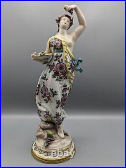 Large Antique German Volkstedt Art Deco Porcelain Figurine Lady with Grapes 11