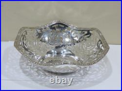 Large Antique Vintage German 800 Silver Pierced Bowl, 429 grams