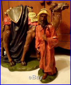 Large Antique Vtg Church Nativity Set Camel Mary Statue German 18pc Excellent