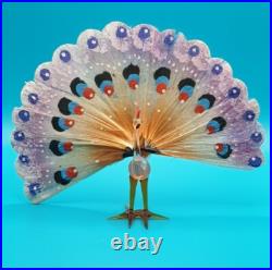 Lauscha Spun Glass Peacock Vintage Antique German GDR