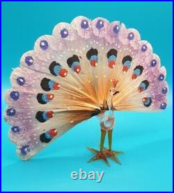 Lauscha Spun Glass Peacock Vintage Antique German GDR