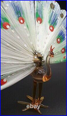 Lauscha Spun Glass Peacock Vintage Antique German GDR