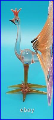 Lauscha Spun Glass Peacock Vintage Antique German GDR