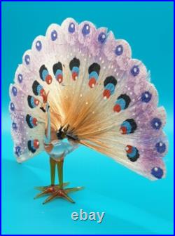 Lauscha Spun Glass Peacock Vintage Antique German GDR