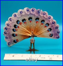 Lauscha Spun Glass Peacock Vintage Antique German GDR