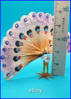 Lauscha Spun Glass Peacock Vintage Antique German GDR