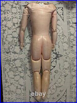 Lg. 22 Antique kid leather doll body for French or German Fashion Doll jointed