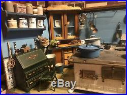 Lg. Antique German Toy Kitchen, withworking Stove, loads Of Rare Original Accessories