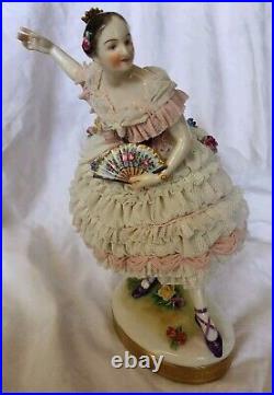 Lg. RARE German Volkstedt Ballerina Lace Figurine 9 Circa 1900 OUTSTANDING COND Lg. RARE German Volkstedt Ballerina Lace Figurine 9 Circa 1900 OUTSTANDING COND