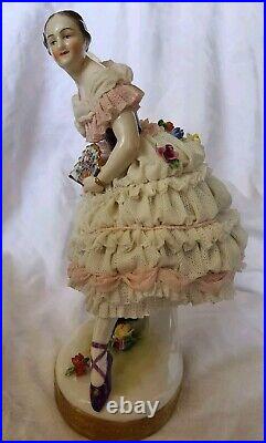 Lg. RARE German Volkstedt Ballerina Lace Figurine 9 Circa 1900 OUTSTANDING COND Lg. RARE German Volkstedt Ballerina Lace Figurine 9 Circa 1900 OUTSTANDING COND