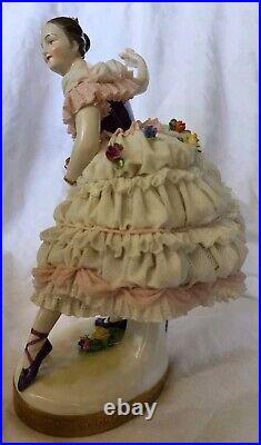 Lg. RARE German Volkstedt Ballerina Lace Figurine 9 Circa 1900 OUTSTANDING COND Lg. RARE German Volkstedt Ballerina Lace Figurine 9 Circa 1900 OUTSTANDING COND