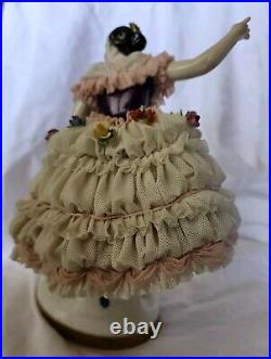 Lg. RARE German Volkstedt Ballerina Lace Figurine 9 Circa 1900 OUTSTANDING COND Lg. RARE German Volkstedt Ballerina Lace Figurine 9 Circa 1900 OUTSTANDING COND