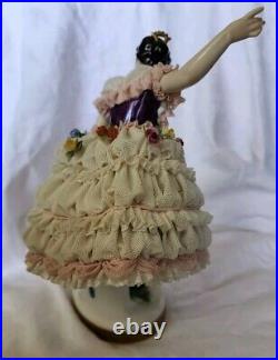 Lg. RARE German Volkstedt Ballerina Lace Figurine 9 Circa 1900 OUTSTANDING COND Lg. RARE German Volkstedt Ballerina Lace Figurine 9 Circa 1900 OUTSTANDING COND