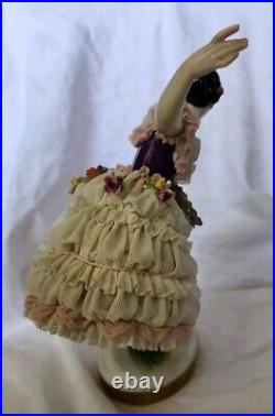 Lg. RARE German Volkstedt Ballerina Lace Figurine 9 Circa 1900 OUTSTANDING COND Lg. RARE German Volkstedt Ballerina Lace Figurine 9 Circa 1900 OUTSTANDING COND