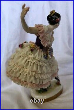 Lg. RARE German Volkstedt Ballerina Lace Figurine 9 Circa 1900 OUTSTANDING COND Lg. RARE German Volkstedt Ballerina Lace Figurine 9 Circa 1900 OUTSTANDING COND