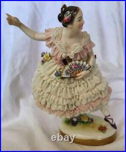Lg. RARE German Volkstedt Ballerina Lace Figurine 9 Circa 1900 OUTSTANDING COND Lg. RARE German Volkstedt Ballerina Lace Figurine 9 Circa 1900 OUTSTANDING COND