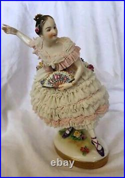 Lg. RARE German Volkstedt Ballerina Lace Figurine 9 Circa 1900 OUTSTANDING COND Lg. RARE German Volkstedt Ballerina Lace Figurine 9 Circa 1900 OUTSTANDING COND