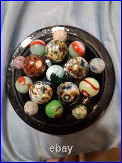 Lot 16 Vintage / Antique Marbles Mostly Handmade. German And In A Display