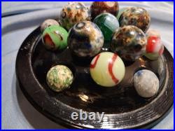 Lot 16 Vintage / Antique Marbles Mostly Handmade. German And In A Display