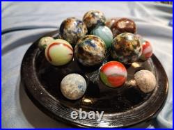 Lot 16 Vintage / Antique Marbles Mostly Handmade. German And In A Display
