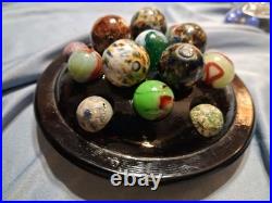 Lot 16 Vintage / Antique Marbles Mostly Handmade. German And In A Display