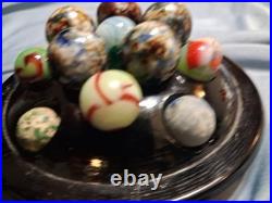 Lot 16 Vintage / Antique Marbles Mostly Handmade. German And In A Display