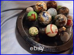 Lot 16 Vintage / Antique Marbles Mostly Handmade. German And In A Display