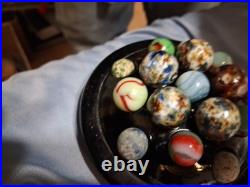 Lot 16 Vintage / Antique Marbles Mostly Handmade. German And In A Display
