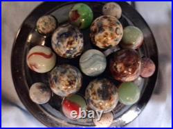 Lot 16 Vintage / Antique Marbles Mostly Handmade. German And In A Display