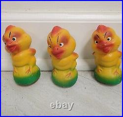 Lot 5 Antique Vintage German Paper Mache Baby Chick Candy Containers Dispensers