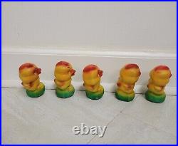 Lot 5 Antique Vintage German Paper Mache Baby Chick Candy Containers Dispensers