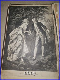 Lot Antique 1800s German Engraving Prints Vintage Art Pages for Framing Decor