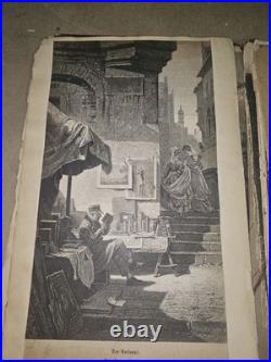 Lot Antique 1800s German Engraving Prints Vintage Art Pages for Framing Decor