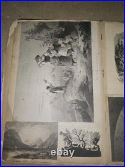 Lot Antique 1800s German Engraving Prints Vintage Art Pages for Framing Decor