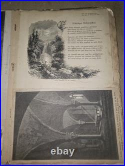 Lot Antique 1800s German Engraving Prints Vintage Art Pages for Framing Decor