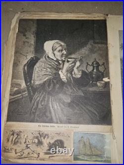Lot Antique 1800s German Engraving Prints Vintage Art Pages for Framing Decor