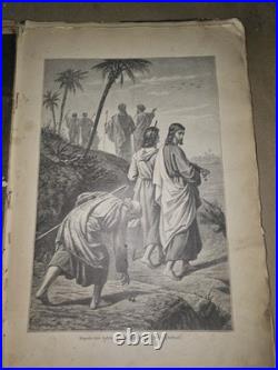 Lot Antique 1800s German Engraving Prints Vintage Art Pages for Framing Decor
