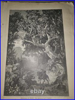 Lot Antique 1800s German Engraving Prints Vintage Art Pages for Framing Decor