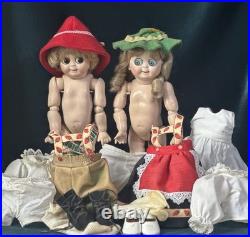 Lot Of 2 Vintage Reproduction of Antique German JDK 221 Googly Eyes 11 Dolls