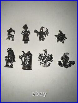 Lot of 10 Antique Vintage 800 835 Coin Silver Charms For Bracelet Boar 3D German Lot of 10 Antique Vintage 800 835 Coin Silver Charms For Bracelet Boar 3D German