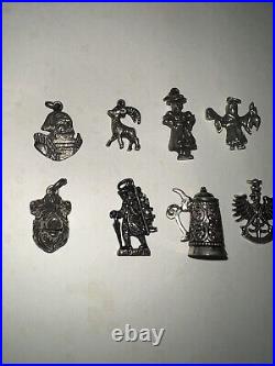 Lot of 10 Antique Vintage 800 835 Coin Silver Charms For Bracelet Boar 3D German Lot of 10 Antique Vintage 800 835 Coin Silver Charms For Bracelet Boar 3D German