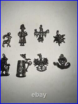 Lot of 10 Antique Vintage 800 835 Coin Silver Charms For Bracelet Boar 3D German Lot of 10 Antique Vintage 800 835 Coin Silver Charms For Bracelet Boar 3D German