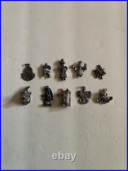 Lot of 10 Antique Vintage 800 835 Coin Silver Charms For Bracelet Boar 3D German Lot of 10 Antique Vintage 800 835 Coin Silver Charms For Bracelet Boar 3D German