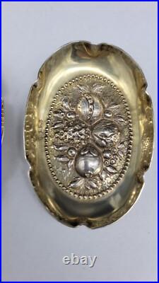 Lot of 3 Vintage GERMAN 800 SILVER SMALL EMBOSSED NUT DISHES