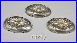 Lot of 3 Vintage GERMAN 800 SILVER SMALL EMBOSSED NUT DISHES