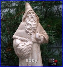 Lrg Solid Bisque Antique German Belsnickle Santa Claus Statue Figurine Christmas