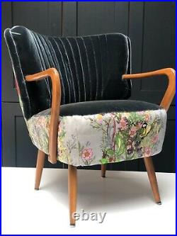 MID Century Vintage German Cocktail Armchair Recovered In Designer Fabrics