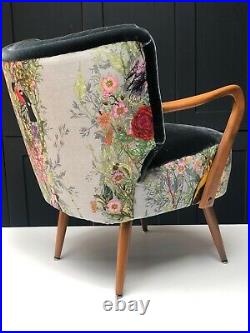 MID Century Vintage German Cocktail Armchair Recovered In Designer Fabrics