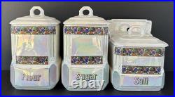 Mepoco Ware Kitchen Canister Jars Sugar Flour Salt Opalescent German Lusterware Mepoco Ware Kitchen Canister Jars Sugar Flour Salt Opalescent German Lusterware