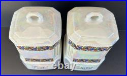 Mepoco Ware Kitchen Canister Jars Sugar Flour Salt Opalescent German Lusterware